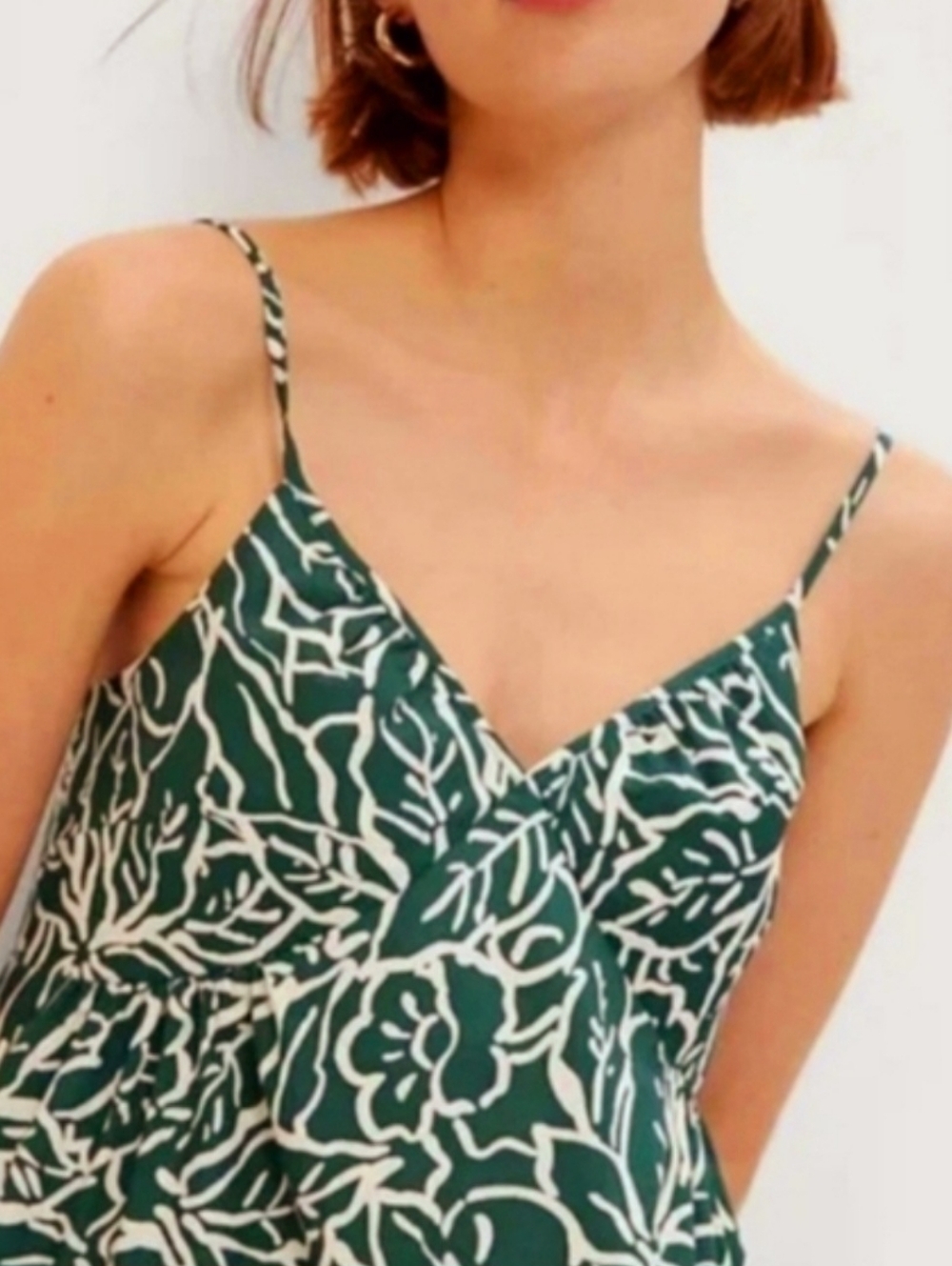 GAP Green Floral Print Spaghetti Strap Women's Top